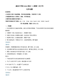 四川省内江市威远中学2023-2024学年高一上学期第二次月考化学试题（Word版附解析）