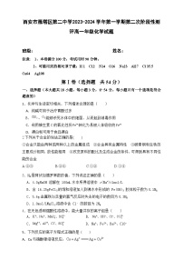 陕西省西安市雁塔区重点中学2023-2024学年高一上学期第二次阶段性测评化学试题