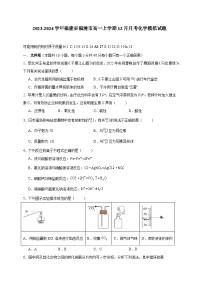 2023-2024学年福建省福清市高一上学期12月月考化学模拟试题（含答案）