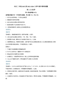 四川省内江市第二中学2023-2024学年高二上学期期中考试化学试题（Word版附解析）