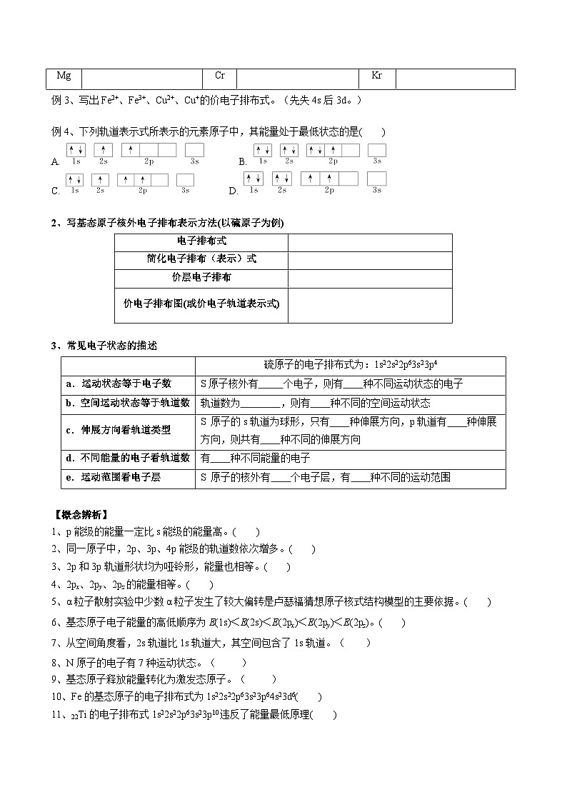 【化学up】高考化学全国版+ 结构与性质 01 考点二 电子排布（学生版）+讲义03