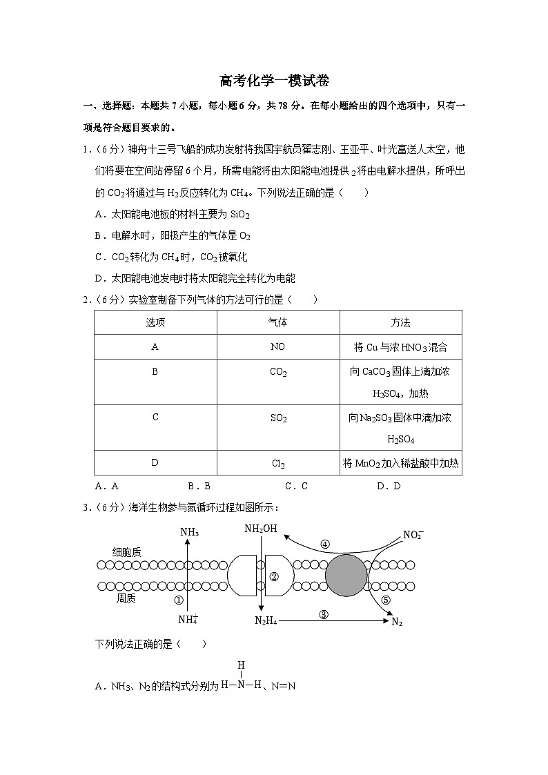 高考化学一模试卷第1页