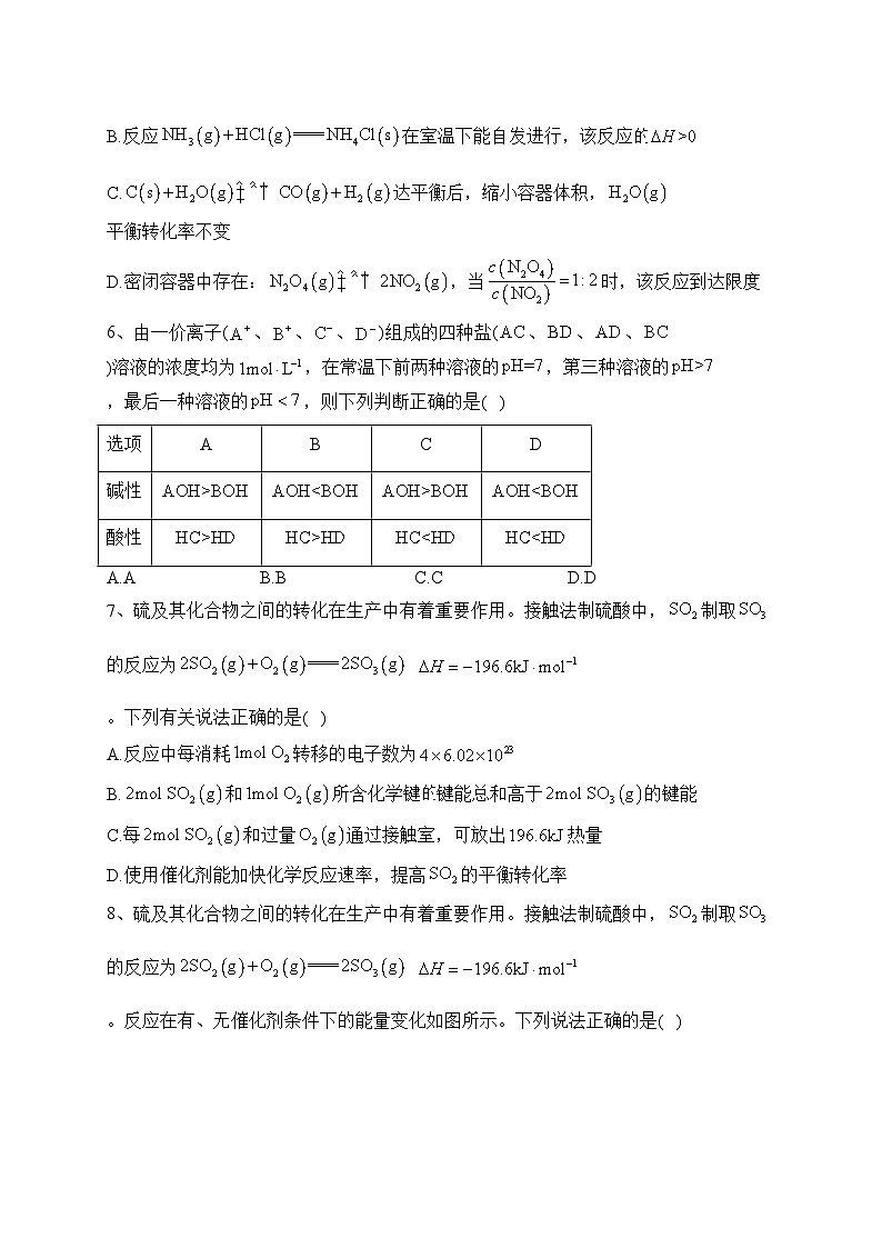 江苏省海安市2022-2023学年高二上学期1月期末考试化学试卷(含答案)02