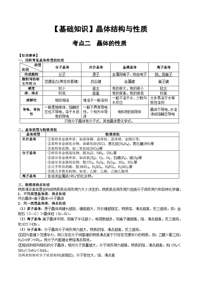 【化学up】高考化学全国版+ 结构与性质 03 考点二 晶体的性质（教师版）+讲义第1页