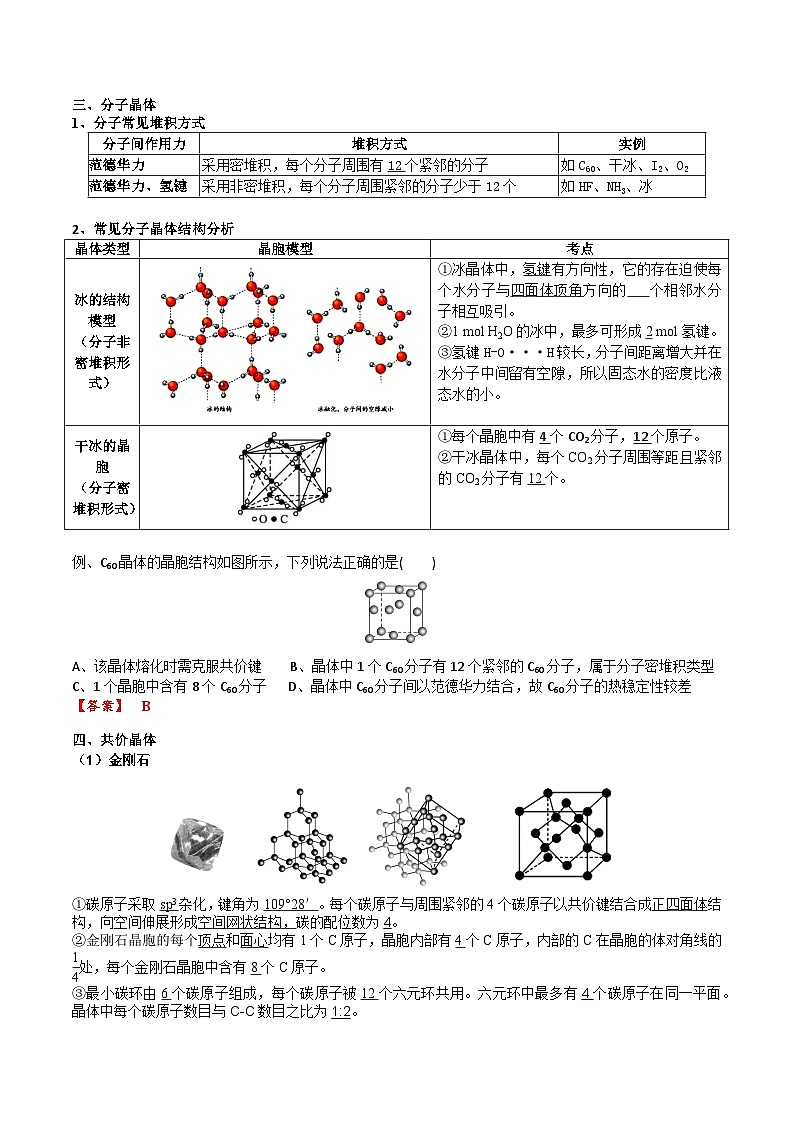【化学up】高考化学全国版+ 结构与性质 03 考点六 常见晶体类型（教师版）+讲义03
