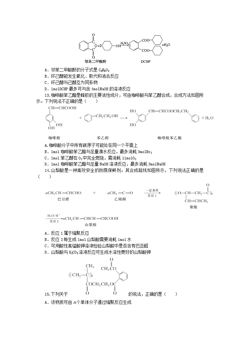 新教材2023版高中化学章末综合检测三有机合成及其应用合成高分子化合物鲁科版选择性必修303