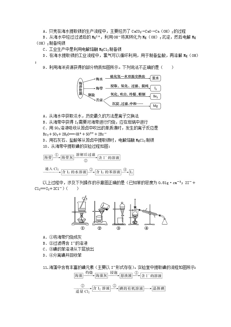 2024版新教材高中化学课时跟踪检测19金属矿物和海水资源的开发利用新人教版必修第二册第2页