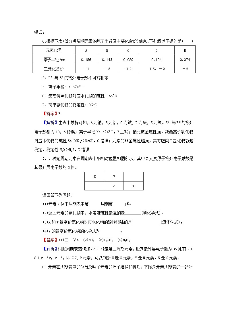 新教材2024版高中化学第4章物质结构元素周期律第2节元素周期律第2课时元素周期表和元素周期律的应用课后提能训练新人教版必修第一册03