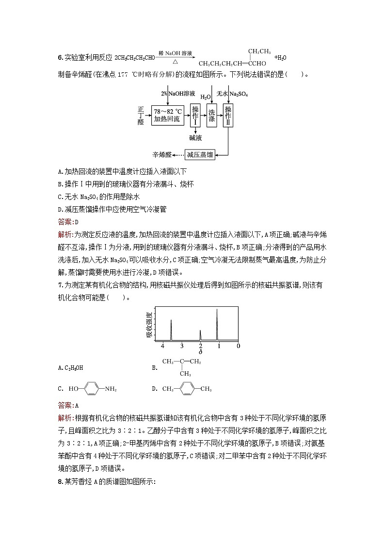新教材2023年秋高中化学第1章有机化合物的结构特点与研究方法第2节研究有机化合物的一般方法课后训练新人教版选择性必修303