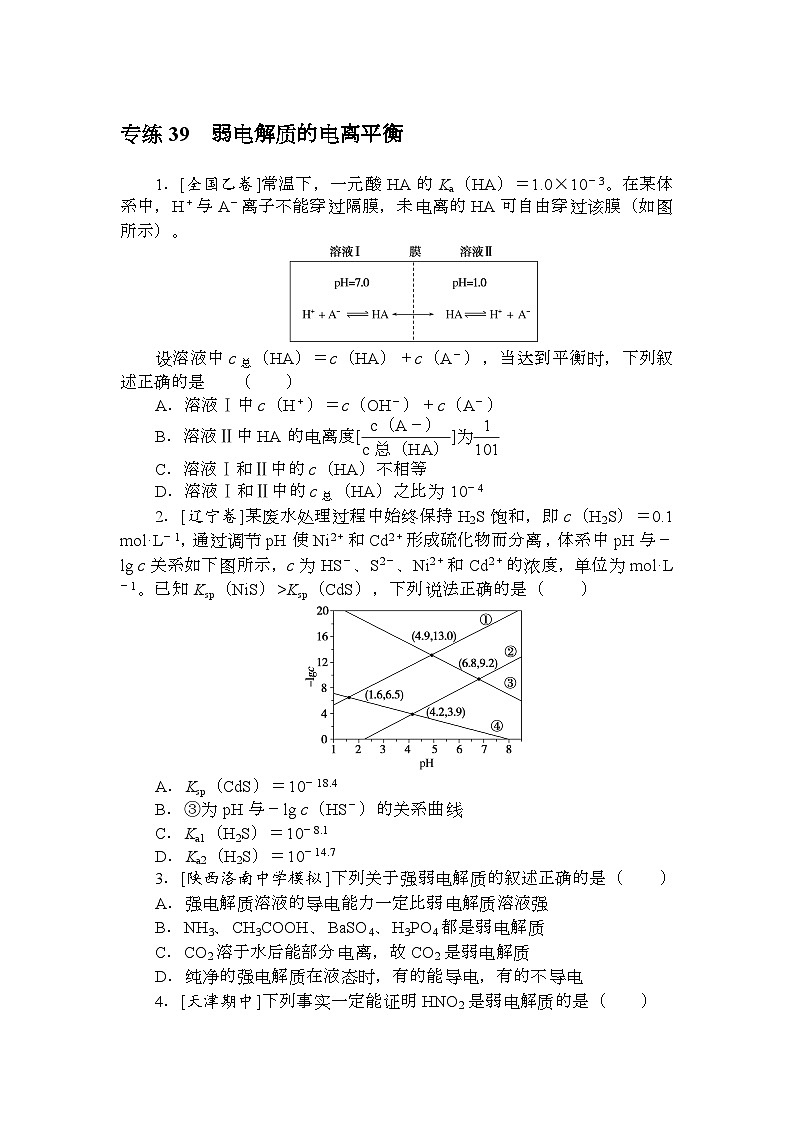 高考化学《微专题 小练习》统考版 专练 3901