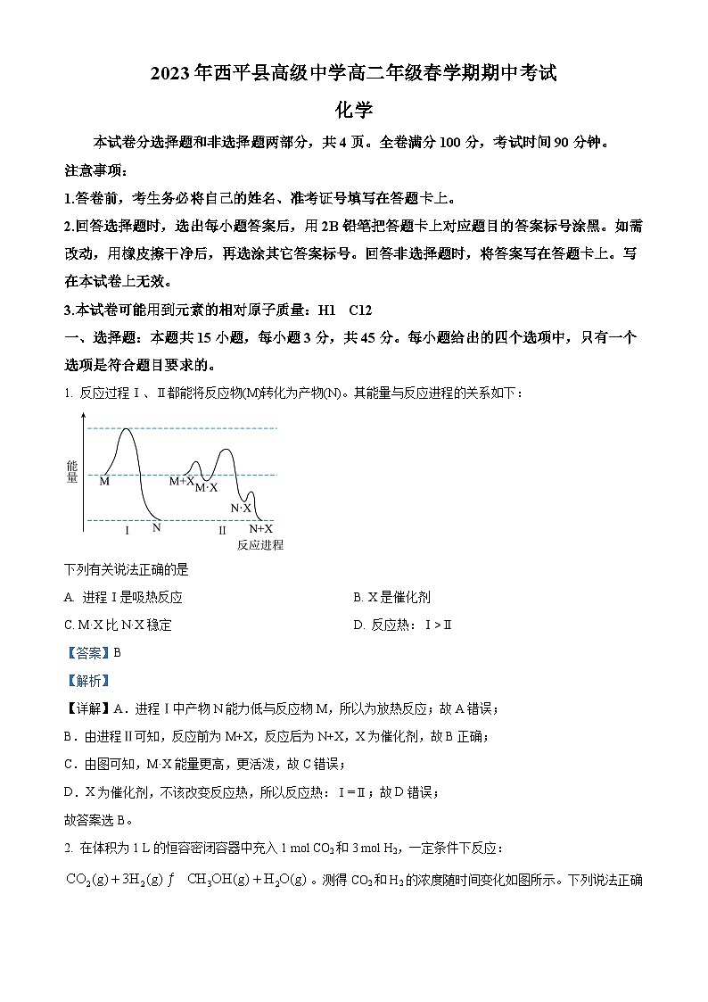 河南省西平县高级中学2022-2023学年高二下学期期中考试化学试题（解析版）01