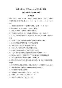 辽宁省沈阳市第一二〇中学2023-2024学年高三上学期第一次质量检测化学试题