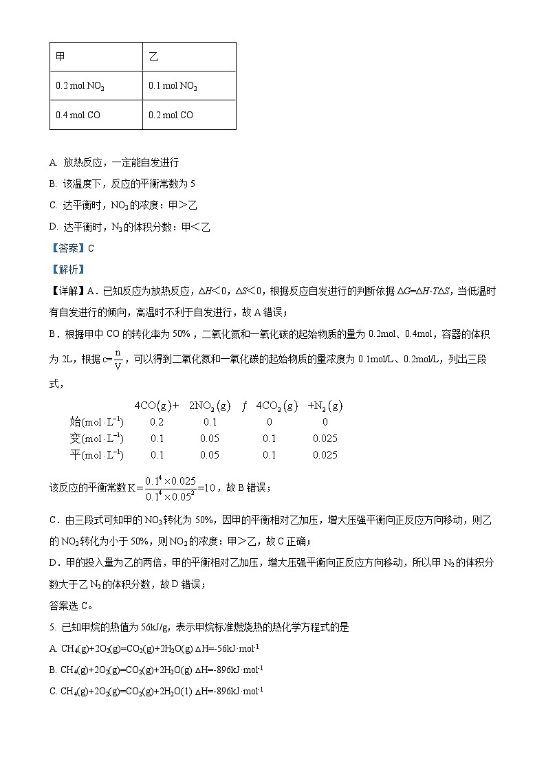 甘肃省兰州市等2地2022-2023学年高二上学期12月期末考试化学试题（解析版）03