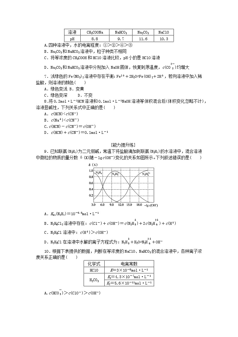 新教材2023版高中化学课时作业19盐类的水解鲁科版选择性必修1第2页