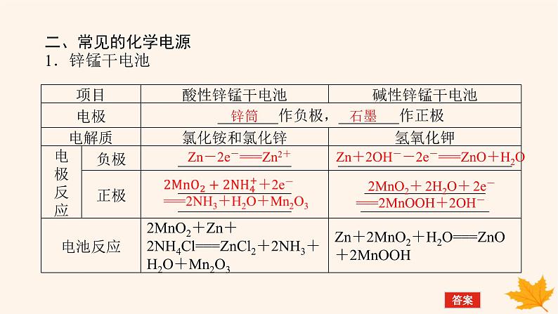 新教材2023版高中化学第1章化学反应与能量变化第2节化学能转化为电能__电池第2课时化学电源课件鲁科版选择性必修108