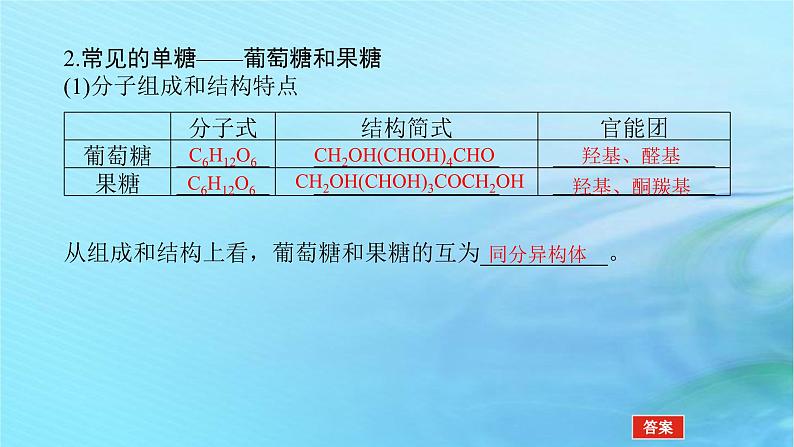 新教材2023版高中化学第2章官能团与有机化学反应烃的衍生物第3节醛和酮糖类和核酸第2课时糖类和核酸课件鲁科版选择性必修308