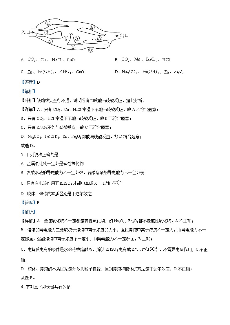 四川省眉山市仁寿第一中学（北校区）2023-2024学年高一上学期期中化学试题（Word版附解析）03