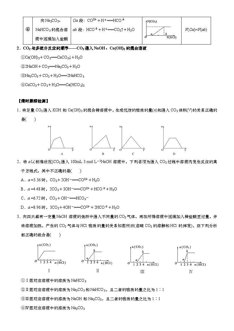 2.1.4微专题2    二氧化碳与碱溶液反应产物的判断  导学案     高中化学人教版（2019）必修第一册第2页