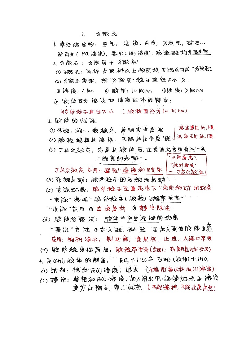 1.1物质分类与转化 知识清单高中化学人教版（2019）必修第一册第2页