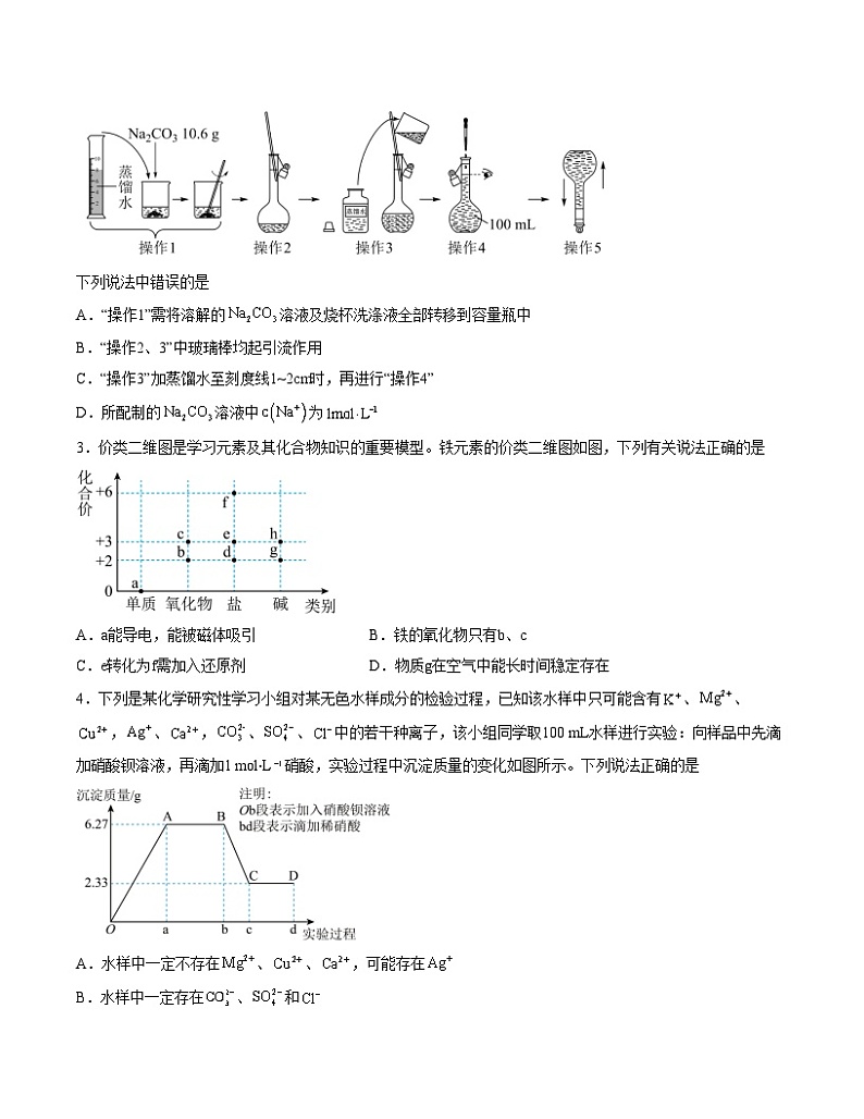 2023-2024学年“七省新高考”高一上学期期末模拟考试化学试题03（考试版）(15 4)A4版第2页