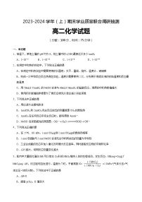 重庆市乌江新高考协作体2023-2024学年高二上学期期末化学试卷（Word版附答案）