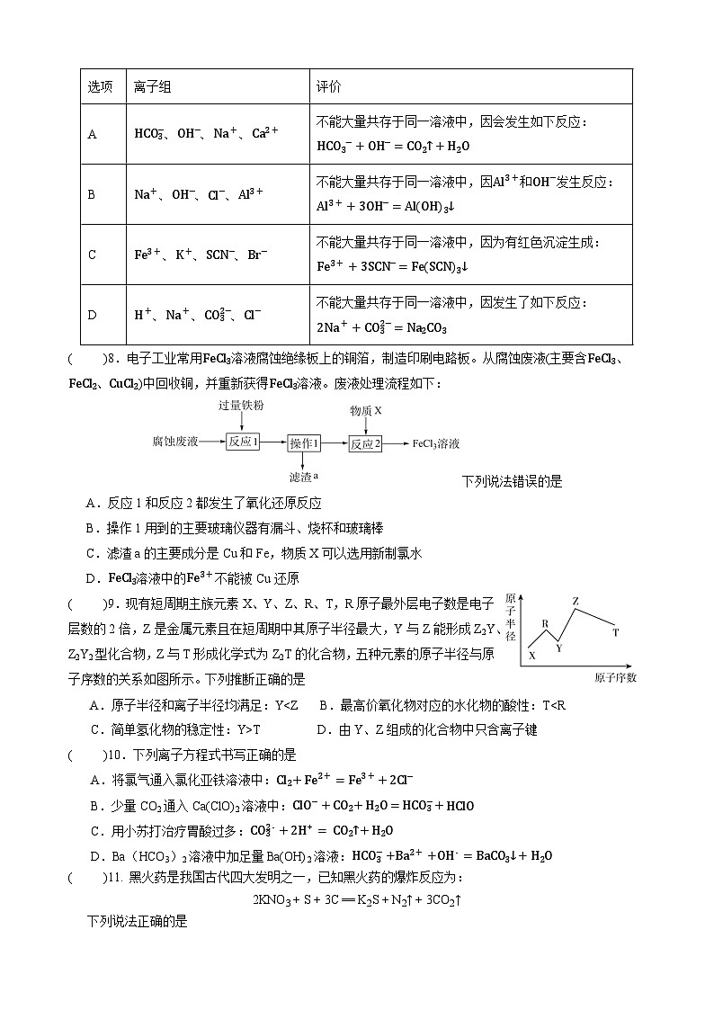 四川省绵阳市东辰学校2023-2024学年高一上学期期末模拟化学试卷02