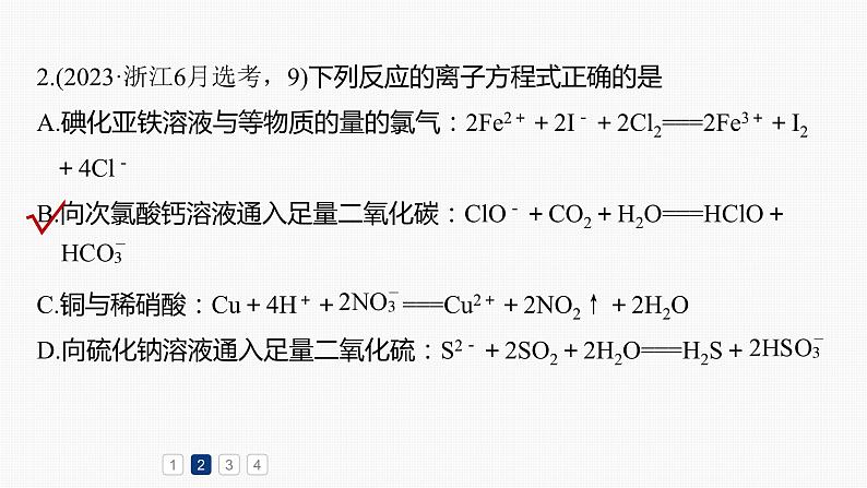 专题一化学用语与基本概念 选择题专攻3.离子方程式的正误判断课件-2024年高考化学二轮复习第8页