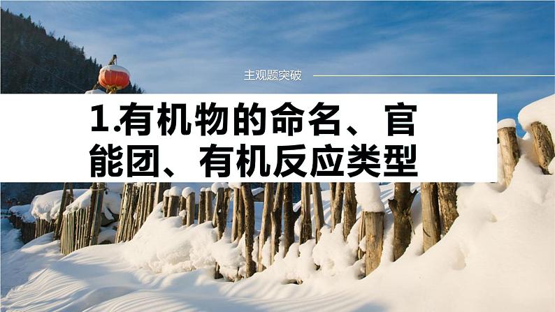 专题八 有机化学 主观题突破 1.有机物的命名、官能团、有机反应类型课件-2024年高考化学二轮复习01