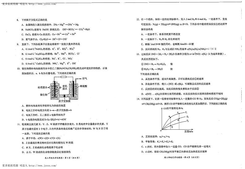 云南省昆明市西山区2023-2024学年高二上学期1月期末化学试题第2页
