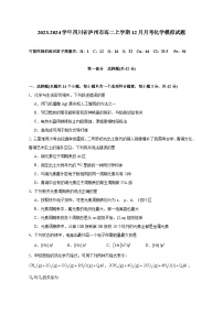 2023-2024学年四川省泸州市高二上册12月月考化学试题（附答案）