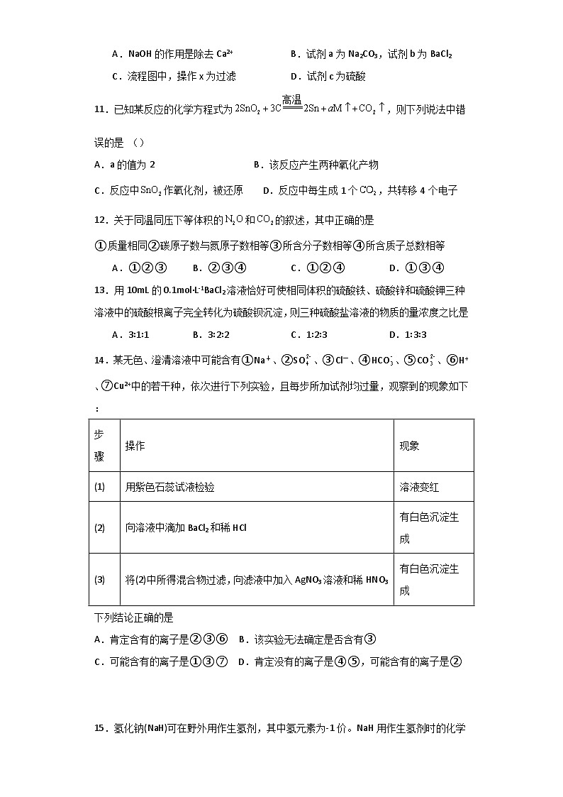 2024新乡原阳县一中高一上学期12月月考试题化学含解析第3页