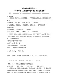 四川省遂宁中学校2023-2024学年高一上学期期中（半期）考试化学试卷(含答案)