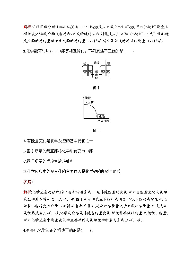 苏教版高中化学必修第二册专题6测评(B)含答案第2页
