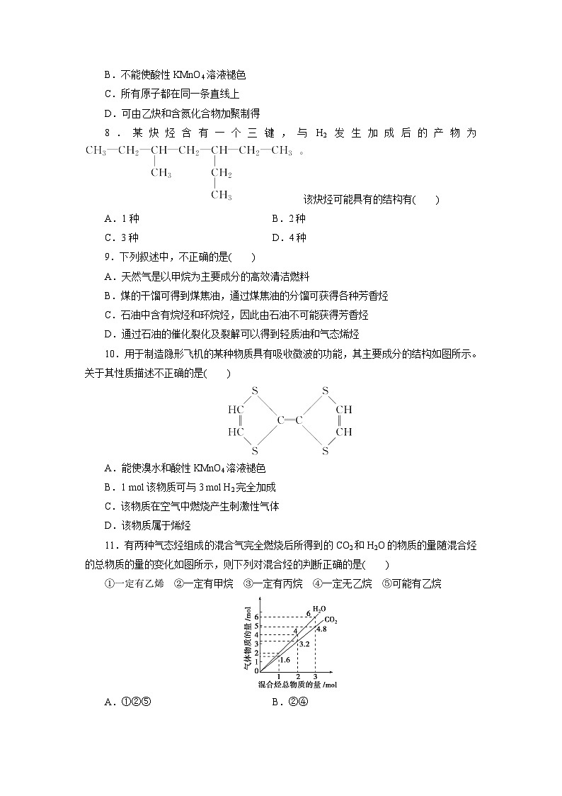 2022年高三化学寒假同步测试卷：03脂肪烃 Word版含答案02