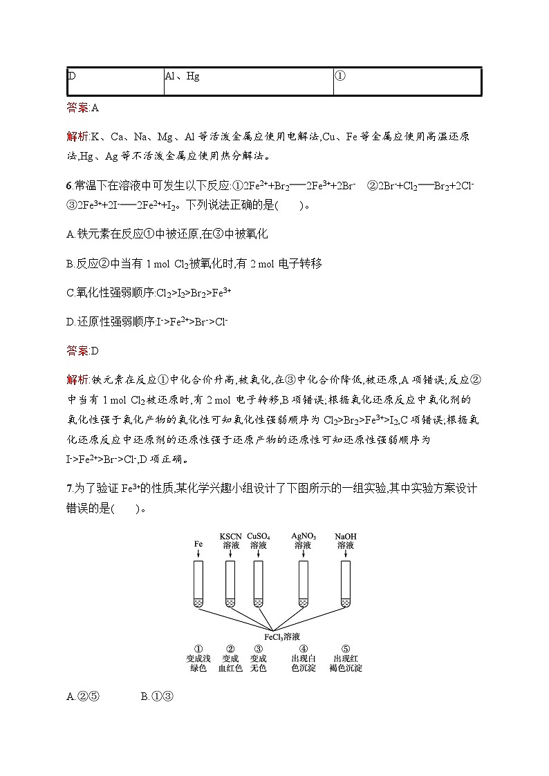 苏教版高中化学必修第二册专题9测评(B)含答案第3页