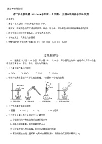 浙江省七校联盟2023-2024学年高一上学期11月期中联考化学试题Word版含答案