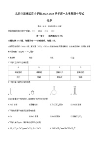 北京市西城区育才学校2023-2024学年高一上学期期中考试化学试题含答案