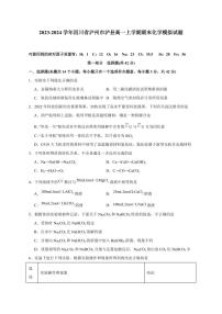 2023-2024学年四川省泸州市泸县高一上学期期末化学模拟试题（含答案）