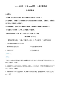 重庆市第一中学2023-2024学年高一上学期期中（半期）考试化学试卷含答案