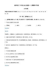 四川省宜宾市叙州区第二中学2023-2024学年高一上学期期中化学试题含答案