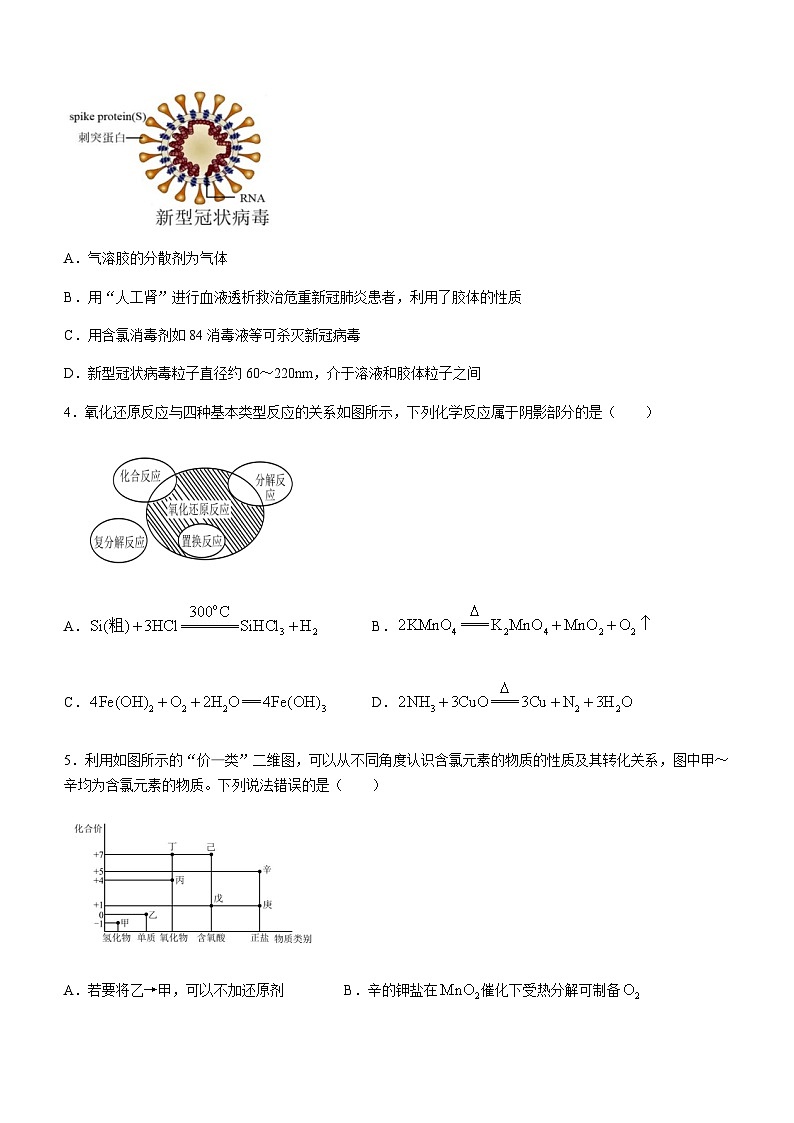 河南省郑州市外国语学校2023-2024学年高一上学期11月期中考试化学试题含答案02