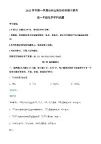 浙江省台州市山海协作体2023-2024学年高一上学期期中联考化学试题含答案