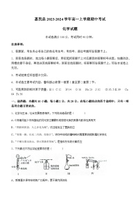 山东省滨州市惠民县2023-2024学年高一上学期期中考试化学试题含答案