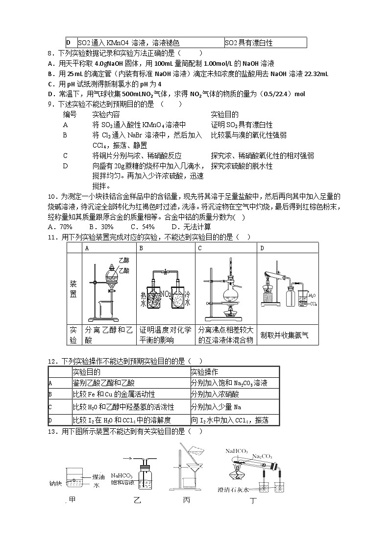 2022年高三化学寒假复习效果阶段性检测：04研究型实验 Word版含答案第2页
