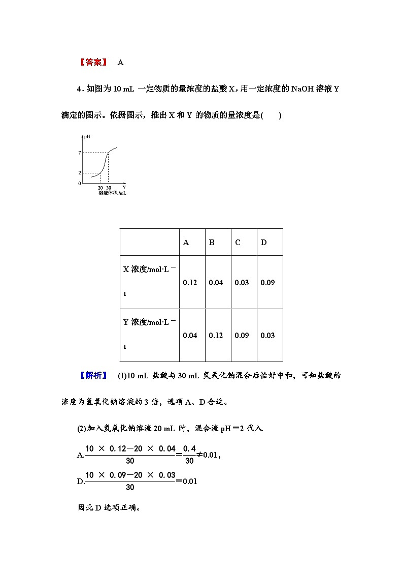2022年高三化学寒假课时作业：09物质含量的测定 第1课时（含答案）03