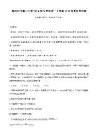 吉林省通化市梅河口市第五中学2023-2024学年高一上学期12月月考化学试题Word版含答案