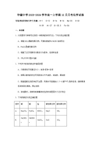 2023-2024学年四川省广安市华蓥中学高一上学期12月月考化学试题含答案