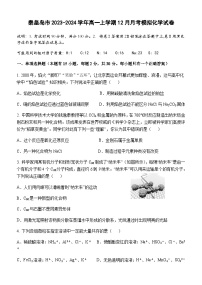 河北省秦皇岛市2023-2024学年高一上学期12月月考模拟化学试题含答案