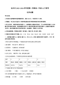 河北省沧州市2023-2024学年高一上学期12月联考化学试题含答案