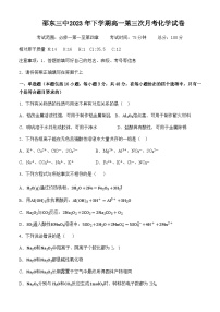 湖南省邵东市第三中学2023-2024学年高一上学期第三次月考化学试题含答案